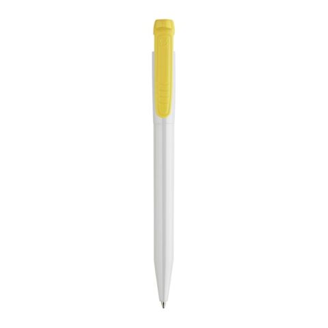 Stylo Pier opaque Blanc-Jaune | Sérigraphie 1 couleur | à 90 degrés du clip | 45 mm x 25 mm | non disponible