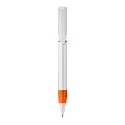 Stylo S40 Grip opaque Blanc-Orange | Tampographie 1 couleur | dans le prolongement du clip | 40 mm x 8 mm | non disponible