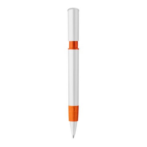 Stylo S40 Grip opaque Blanc-Orange | Tampographie 1 couleur | dans le prolongement du clip | 40 mm x 8 mm | non disponible