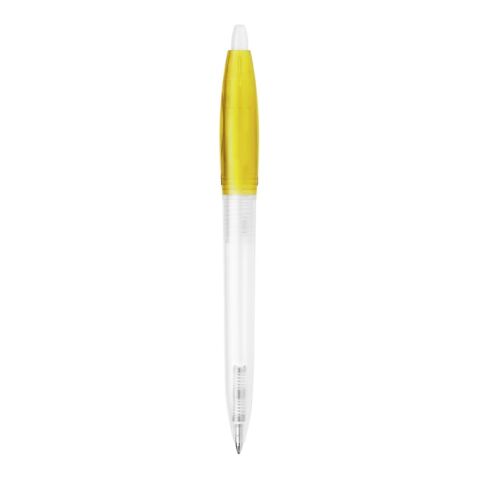 Stylo Bio-S! Clear transparent Jaune | Sérigraphie 1 couleur | à 90 degrés du clip | 40 mm x 25 mm | non disponible