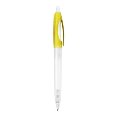 Stylo Bio-S! Clear transparent Jaune | Sérigraphie 1 couleur | à 90 degrés du clip | 40 mm x 25 mm | non disponible