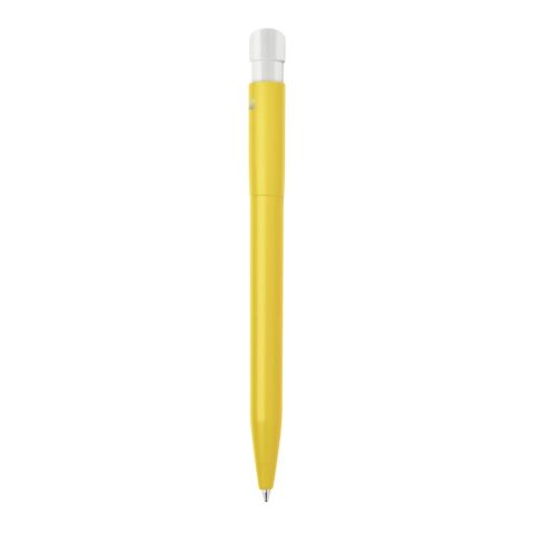 Stylo S45 Bio opaque Jaune-Blanc | Sérigraphie 1 couleur | à 180 degrés du clip | 45 mm x 25 mm | non disponible