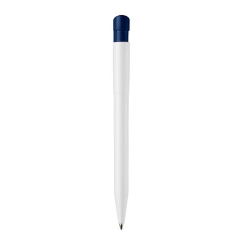 Stylo S45 opaque Blanc-Bleu foncé | Sérigraphie 1 couleur | à 180 degrés du clip | 45 mm x 25 mm | non disponible