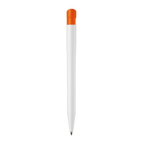 Stylo S45 opaque Blanc-Orange | Sérigraphie 1 couleur | à 180 degrés du clip | 45 mm x 25 mm | non disponible