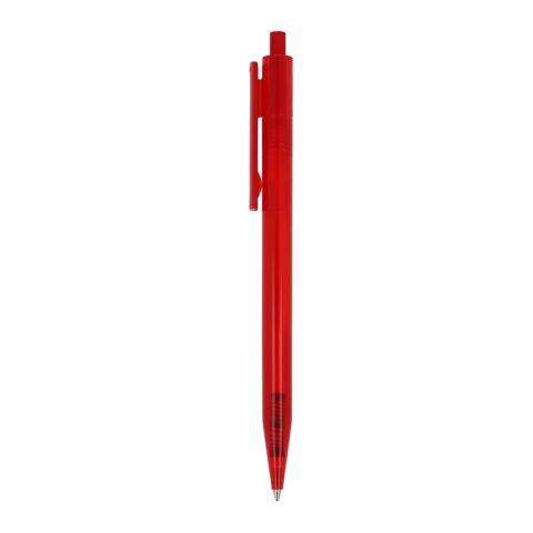 Stylo bille Kuma transparent Rouge / blanc-Rouge / blanc | Sérigraphie 1 couleur | à 180 degrés du clip | 45 mm x 25 mm | non disponible