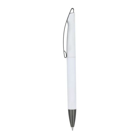 Stylo à bille Vegas avec clip métallique softtouch Blanc | sans marquage | non disponible | non disponible