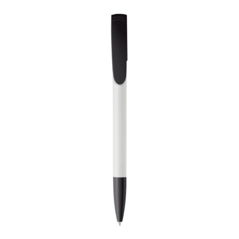 Stylo Deniro Opaque Blanc-Noir | Sérigraphie 1 couleur | à 180 degrés du clip | 45 mm x 25 mm | non disponible