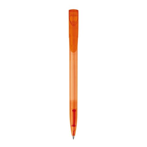 Stylo Deniro Transparent Orange | Sérigraphie 1 couleur | à 90 degrés du clip | 45 mm x 25 mm | non disponible