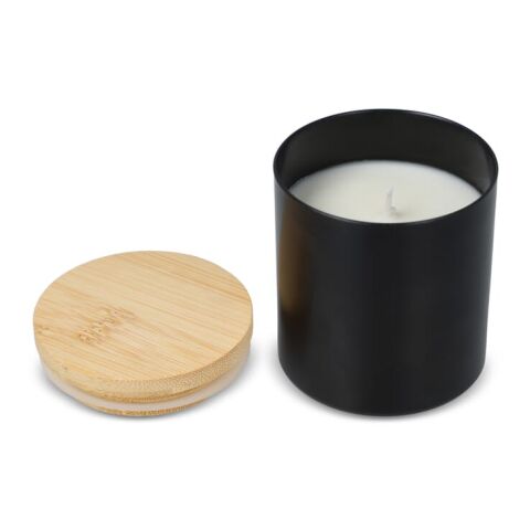 Bougie végétale parfumée Bhakti dans un pot en aluminium recyclé Noir | Impression Numérique | top | Ø 65 mm