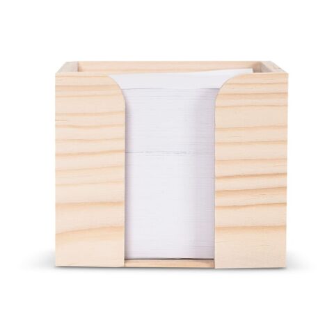 Bloc de papier 10x10x8.5cm FSC dans une boîte cubique en bois Nature | sans marquage | non disponible | non disponible | non disponible