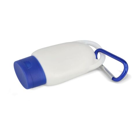 Lotion solaire avec mousqueton SPF30 en matériau recyclé Bleu / Blanc | sans marquage | non disponible | non disponible