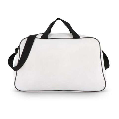 Sac de sport et de voyage en R-PET 600D, 48 x 25 x 28 cm, 30 litres Blanc-Noir | sans marquage | non disponible | non disponible