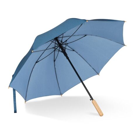 Parapluie bâton 25” en R-PET. Poignée droite, ouverture automatique bleu/noir | sans marquage | non disponible | non disponible | non disponible
