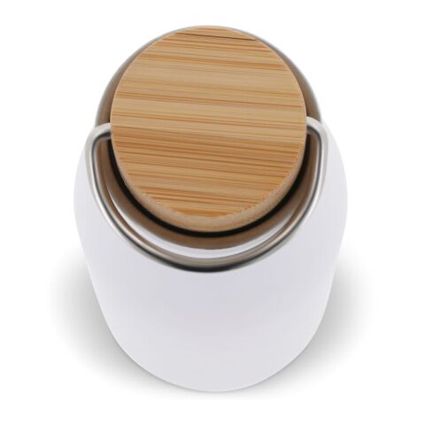 Bouteille isotherme avec couvercle en bambou 500ml Blanc | sans marquage | non disponible | non disponible | non disponible