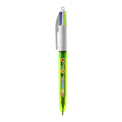 BIC® 4 Couleurs Fluo Bille Jaune | Sérigraphie 1 couleur | Corps-Centré clip | 30.00 mm x 43.00 mm