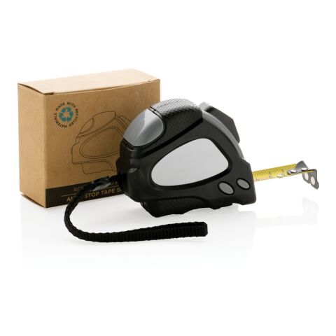 Mètre ruban Auto stop 5M/19mm en plastique recyclé RCS noir | sans marquage | non disponible | non disponible