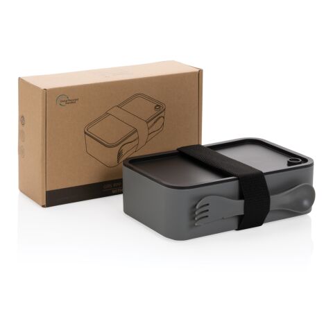 Lunch box avec cuichette en rPP GRS gris | sans marquage | non disponible | non disponible