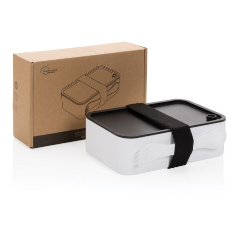 Lunch box avec cuichette en rPP GRS blanc | sans marquage | non disponible | non disponible