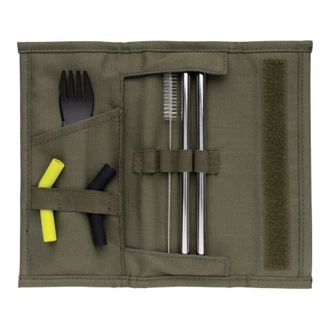 Set pailles 2 pcs et couverts Tierra vert | sans marquage | non disponible | non disponible