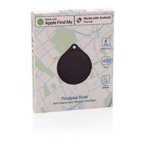 Géolocaliseur en plastique recyclé RCS IPX5 Findpop Dual noir | sans marquage | non disponible | non disponible