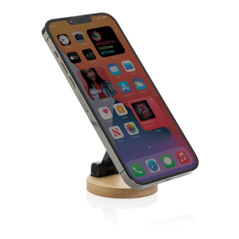 Support téléphone en plastique RCS et bambou Magmount noir-marron | sans marquage | non disponible | non disponible