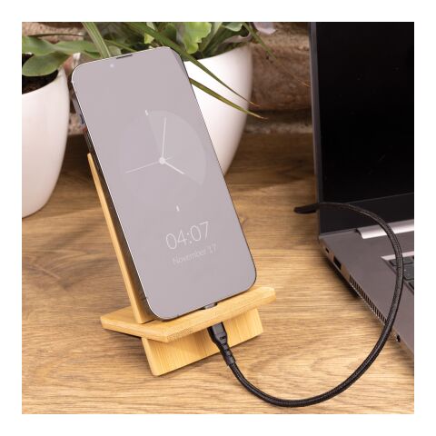 Support téléphone en bambou FSC® dans une boîte kraft FSC® marron | sans marquage | non disponible | non disponible