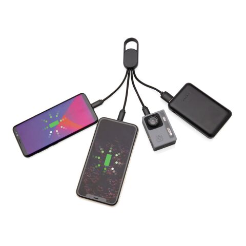 Câble 4 en 1 avec mousqueton noir | sans marquage | non disponible | non disponible