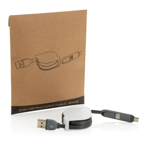 Câble rétractable 3 en 1 gris | sans marquage | non disponible | non disponible