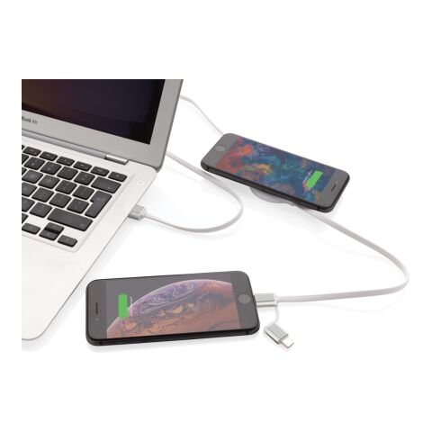 Câble 3 en 1 avec chargeur sans fil en Bambou 5W blanc | sans marquage | non disponible | non disponible