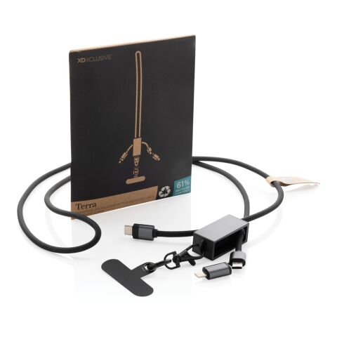 Cordon téléphone avec chargeur en rRET RCS Terra gris-noir | sans marquage | non disponible | non disponible