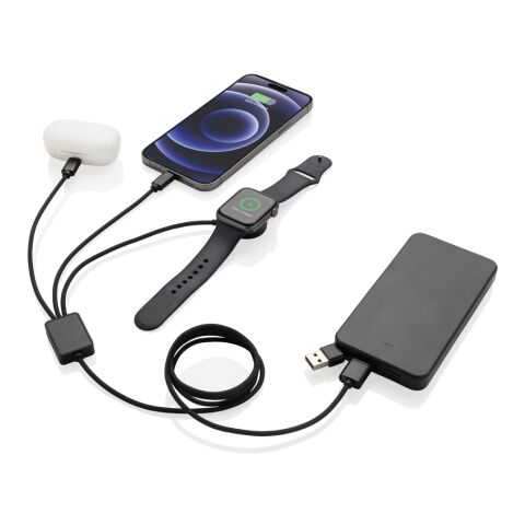 Câble 6-en-1 avec chargeur de montre en rPET RCS Terra gris | sans marquage | non disponible | non disponible