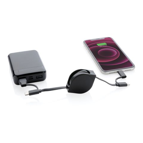 Cable 6 en 1 en TPE et plastique recyclé RCS noir | sans marquage | non disponible | non disponible