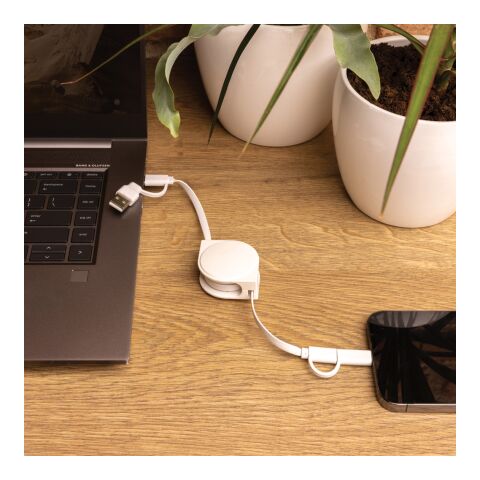 Cable 6 en 1 en TPE et plastique recyclé RCS blanc | sans marquage | non disponible | non disponible