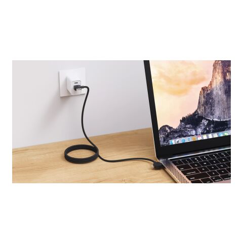 Câble 65W en TPE/PET RCS recyclé Urban Vitamin Stockton noir | sans marquage | non disponible | non disponible