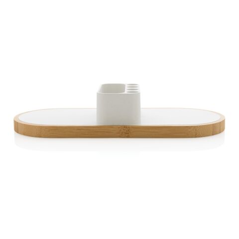 Chargeur 10W en plastique recyclé RCS et bambou FSC® Ontario blanc | sans marquage | non disponible | non disponible