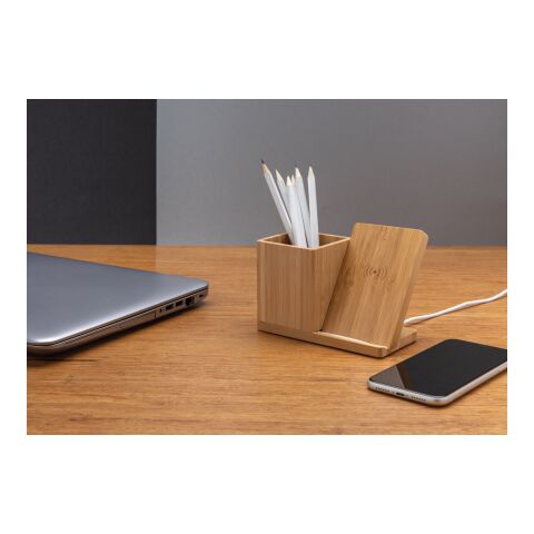 Chargeur sans fil 10W en bambou FSC® Calgary marron | sans marquage | non disponible | non disponible