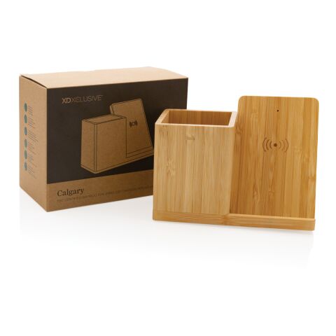 Chargeur sans fil 10W en bambou FSC® Calgary marron | sans marquage | non disponible | non disponible