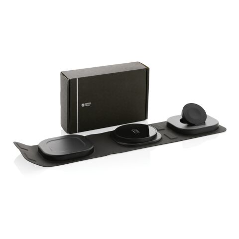 Chargeur sans fil 15W en plastique recyclé RCS Swiss Peak gris-noir | sans marquage | non disponible | non disponible