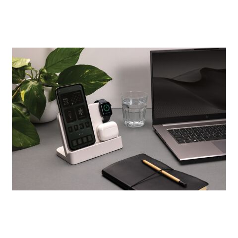Double chargeur 15W en plastique RCS avec emplacement iWatch blanc | sans marquage | non disponible | non disponible