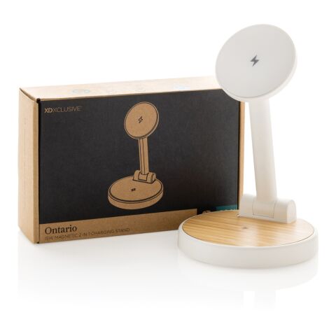 Chargeur 15W magnétique 2 en 1 Ontario blanc | sans marquage | non disponible | non disponible