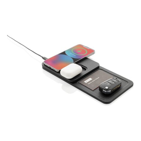 Chargeur de bureau 3 en 1 en PU recyclé RCS Swiss Peak noir | sans marquage | non disponible | non disponible