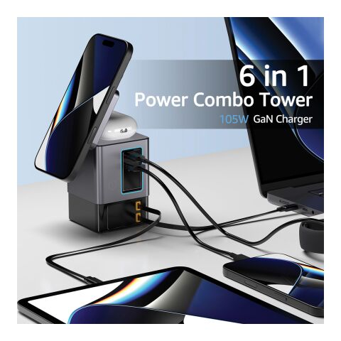 Chargeur 105W avec câbles Urban Vitamin Sacramento gris-noir | sans marquage | non disponible | non disponible