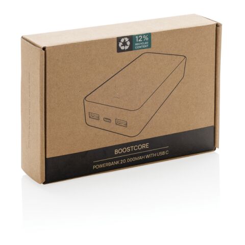 Powerbank 20.000mAh avec USB C en ABS recyclé RCS Boostcore noir | sans marquage | non disponible | non disponible