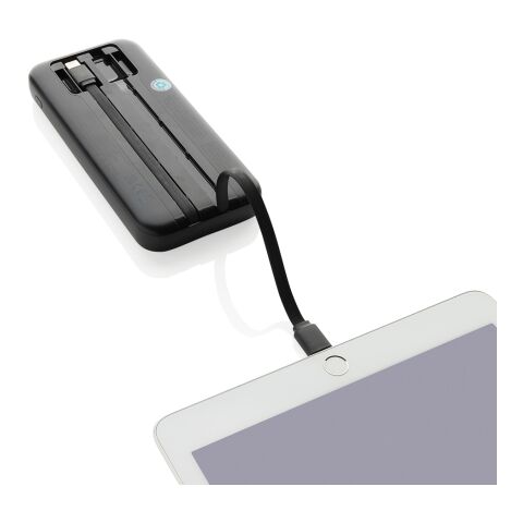 Powerbank 10.000mAh en plastique RCS avec câbles Turbopack noir | sans marquage | non disponible | non disponible