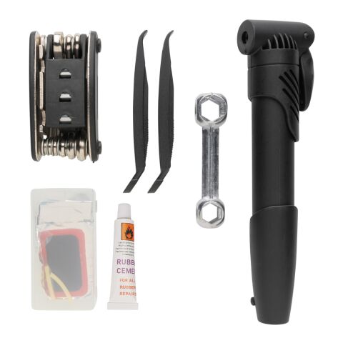 Kit de réparation vélo 17 pièces noir | sans marquage | non disponible | non disponible