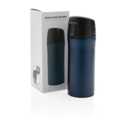 Mug à verrouillage facile métallique mat bleu | sans marquage | non disponible | non disponible