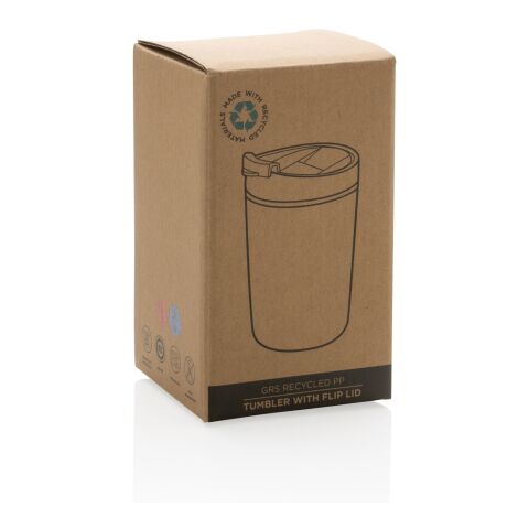 Mug en PP recyclé GRS avec couvercle à bascule blanc | sans marquage | non disponible | non disponible