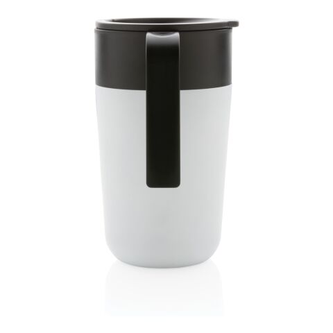 Tasse en acier inoxydable et PP recyclé GRS avec poignée blanc | sans marquage | non disponible | non disponible