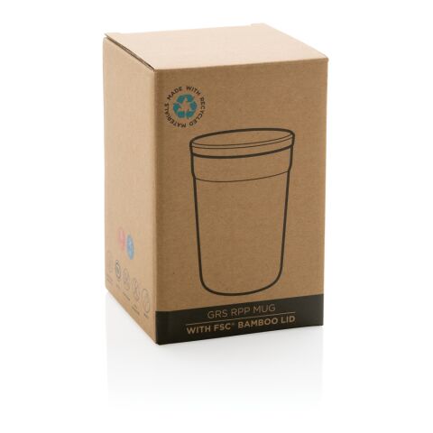 Mug 300ml en PP recyclé GRS avec couvercle en bambou FSC® blanc | sans marquage | non disponible | non disponible