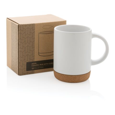 Mug en céramique avec base en liège blanc | sans marquage | non disponible | non disponible